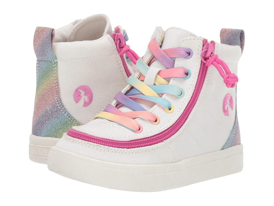 BILLY Footwear Kids Classic Lace High (Toddler) (White Rainbow) Girl's Shoes INTERNATIONAL SHIPPING