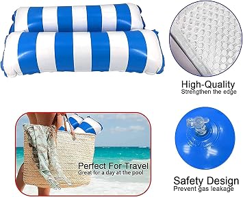 LATERN 130CM Swimming Pool Float Hammock, 4-in-1 Saddle/Lounge Chair/Hammock/Drifter Inflatable Float Bed Raft Recliner Beach Hot Tub Mat (Blue)
