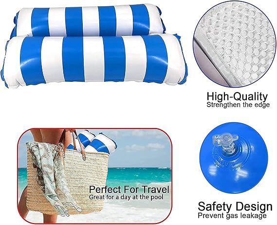 LATERN 130CM Swimming Pool Float Hammock, 4-in-1 Saddle/Lounge Chair/Hammock/Drifter Inflatable Float Bed Raft Recliner Beach Hot Tub Mat (Blue)