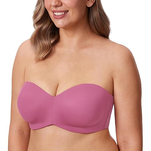 DELIMIRA Women's Strapless Bra Unlined Underwire Minimizer Plus Size Support