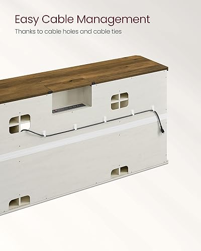 Miniatura 8 de VASAGLE Soporte de TV para televisores de hasta 75 pulgadas, centro de entretenimiento de granja con puertas corredizas de granero, mesa consola