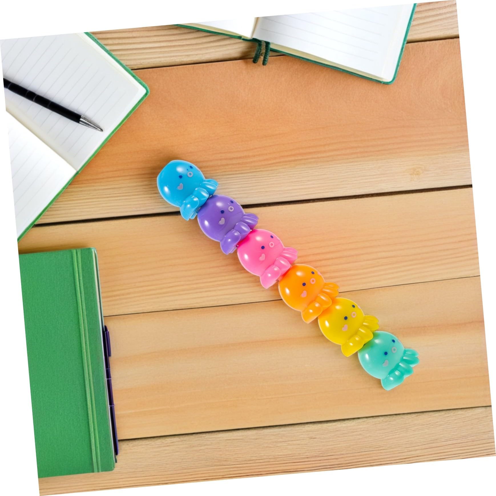 Angoily 2 Set Mini Evidenziatori Fluorescenti Polpo Design Impilabile e Compatto Penne Colorate per Studenti e Scrittura Scuola e Ufficio