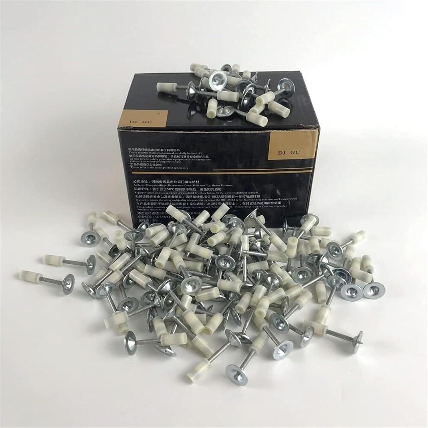7.3mm Rivet Gun Nails Manual Steel Nails Wall Fastening Cable ducts Fixed Slotting Device Nail Gun Parts kit (Color : 200pcs Round Nails)
