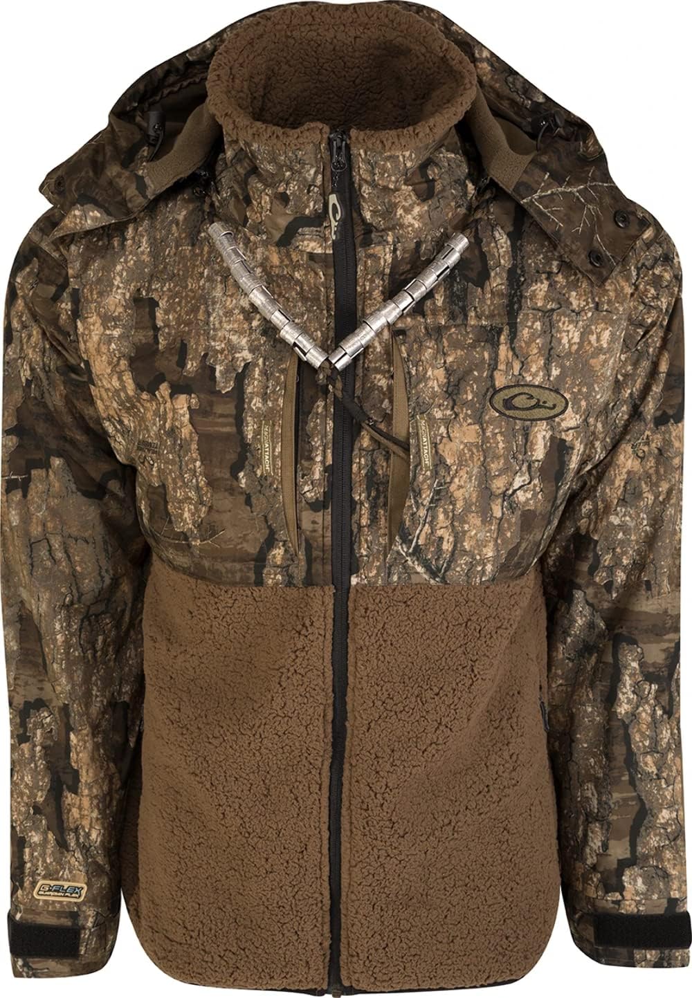Drake Waterfowl Men's MST Guardian Flex Sherpa Fleece Eqwader Full Zip Waterproof Windproof Hunting Jacket with Hood