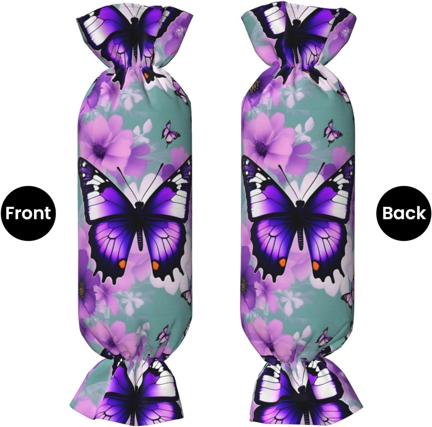 Purple Butterfly Print Candy Cylindrical Comfortable Pillow Throw Pillows Home Decor Easy Maintenance