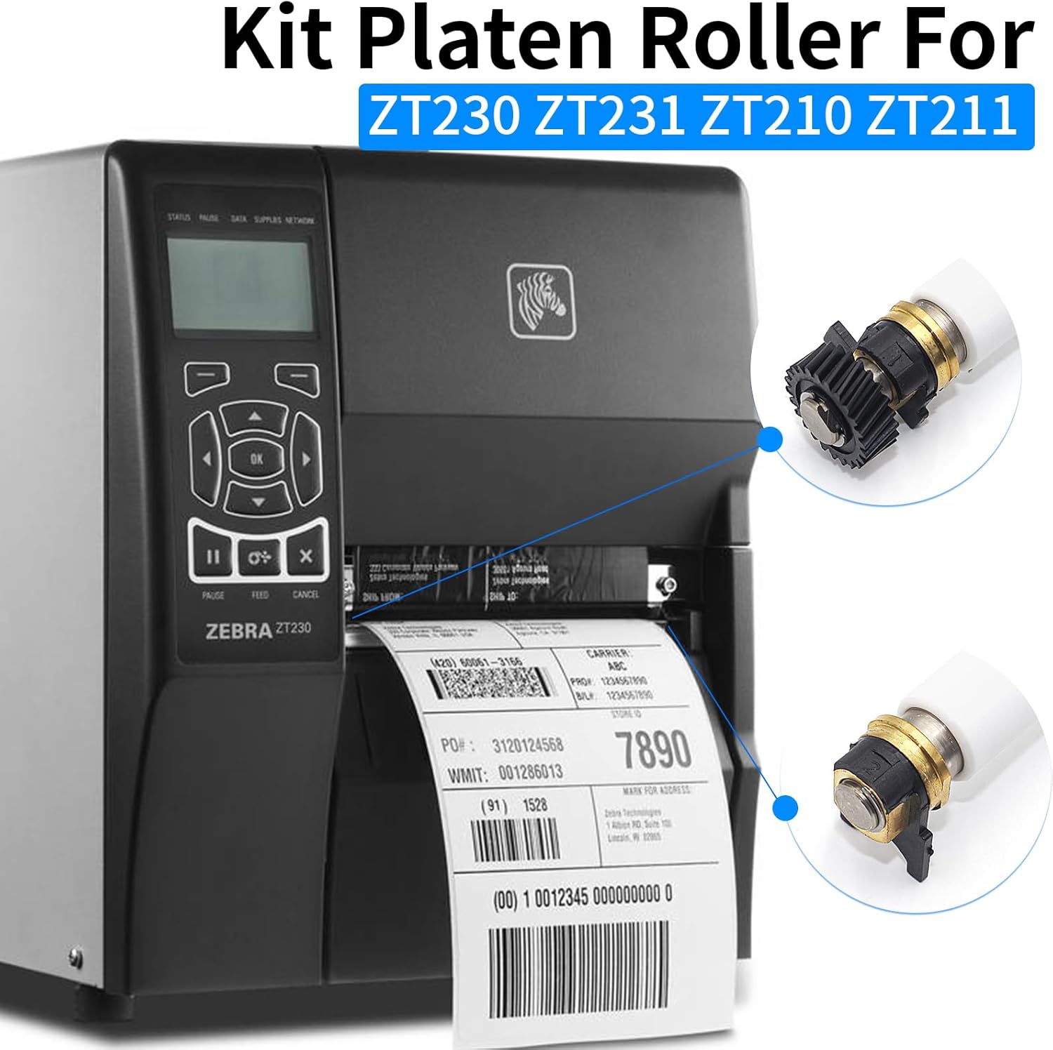 P1037974-028 Kit Platen Roller for Zebra ZT230 ZT231 ZT210 ZT211 Thermal Printer Transfer Roller 203dpi 300dpi - Image 2