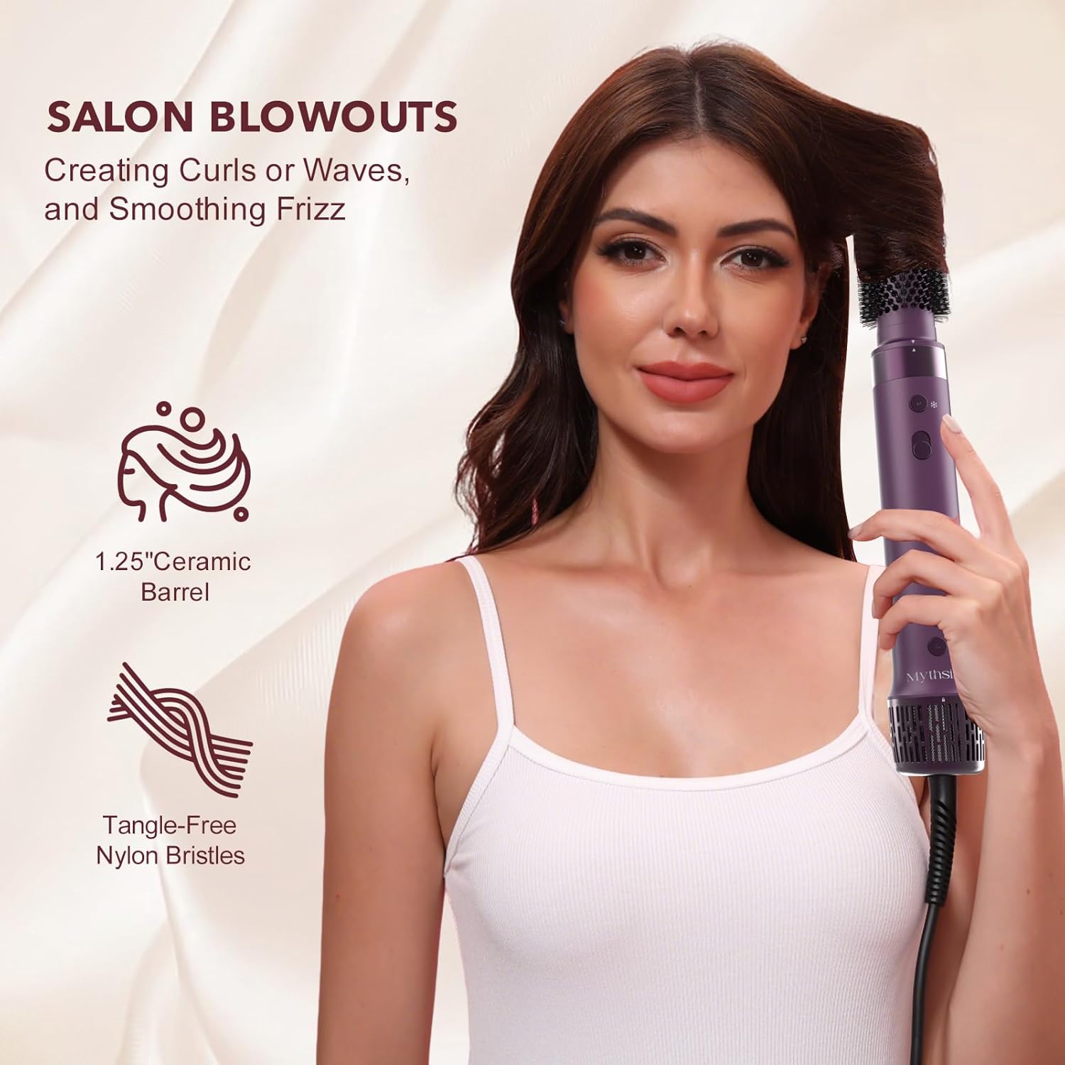 StyleVibe 6-in-1 Air Styler, Hair Dryer & Blow Dryer Brush with Auto Wrap Curl L/R, Fast Drying, Smooth Blowouts, Root-Lift Volume, No Heat Damage Frizz-Free Thermal Brush with Travel Bag - Image 7