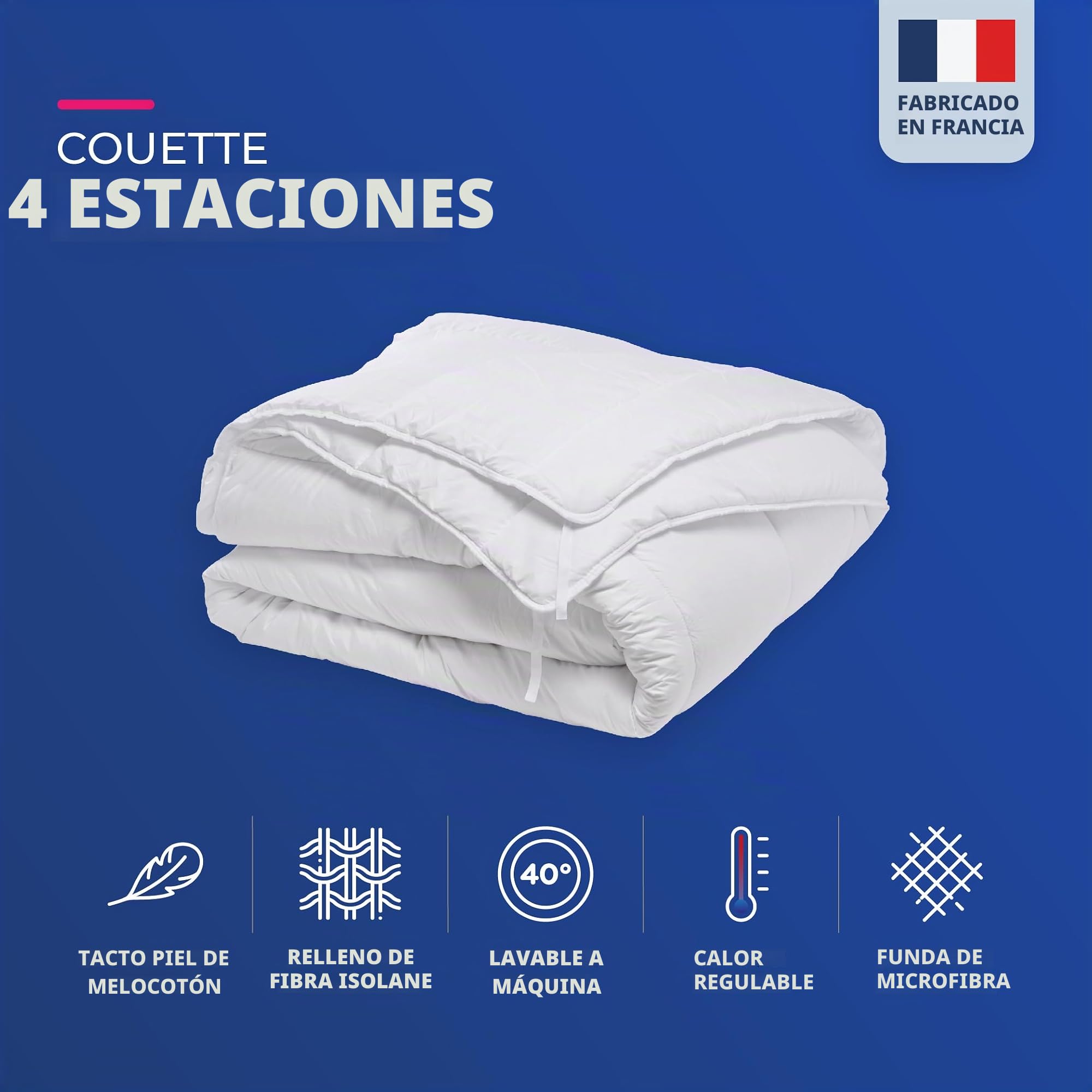 Bleu Câlin Edredón 4 Estaciones, 3 Edredones en 1, Blanco, 220x240 cm, KTD
