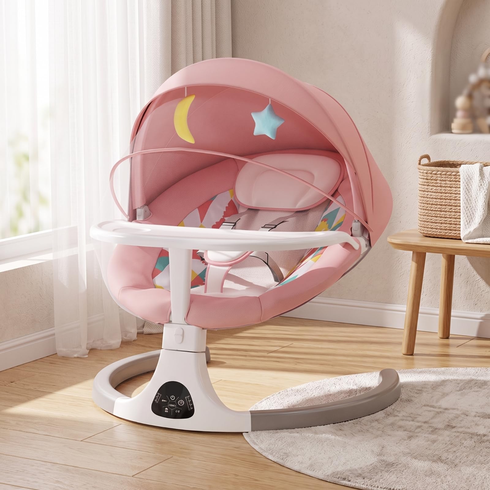 Mecedora con Banja Musical Mueble | Asiento Acolchado, Mecedora con Mosquiro, para Sala estar, Recién Nacidos