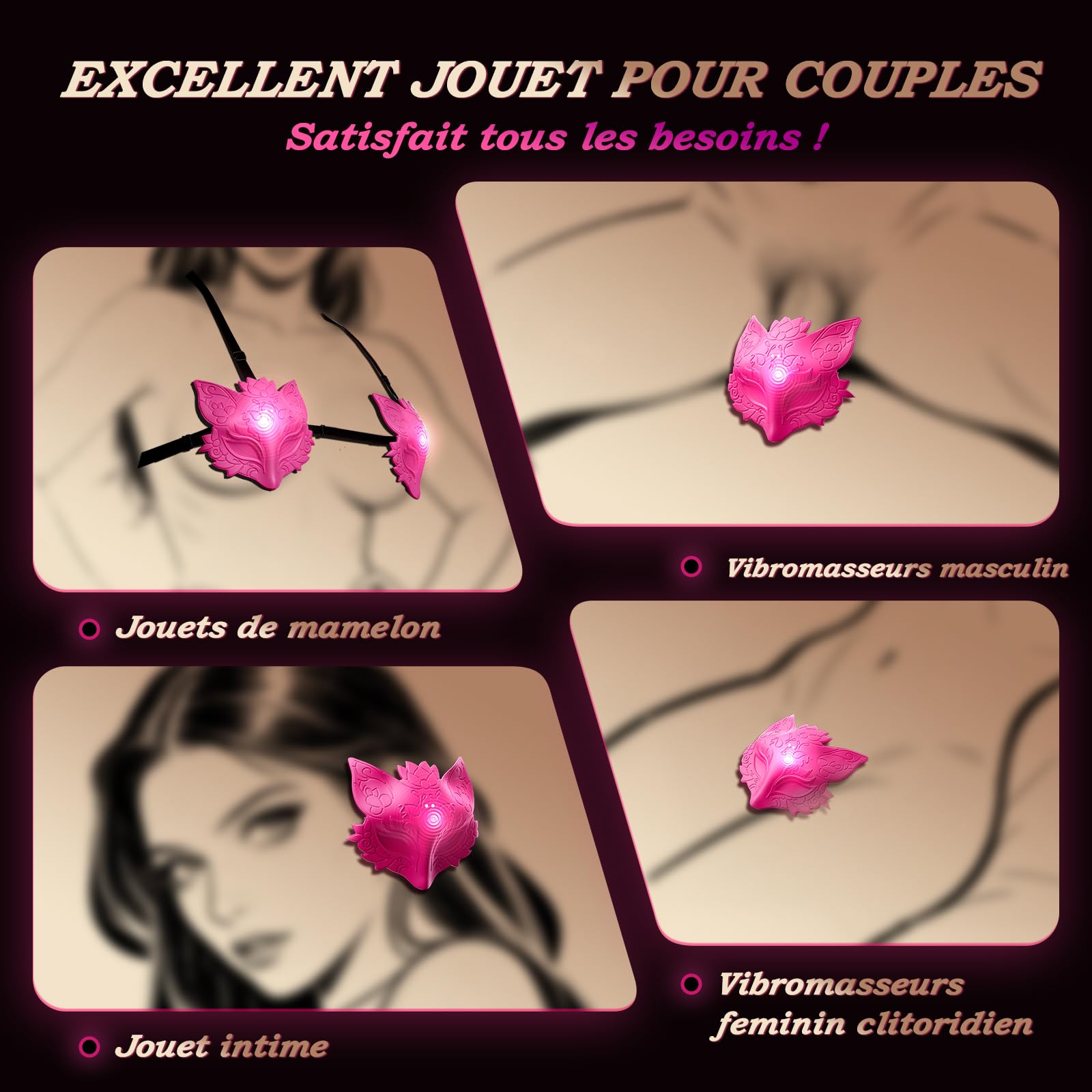 Vibromasseur Cache Tetons Femme Sex Toys - Vibromasseurs Feminin à Distance avec Sangle Réglable et 10 Modes de Vibration, Vibromasseurs Feminin Clitoridien, Pince Teton, Jouet Sexuelle Adulte Couple