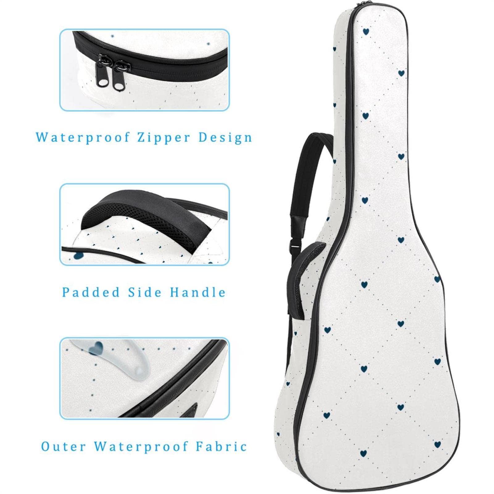 Torba na gitarę akustyczną wodoodporna gitara plecak gruby miękki wyściełany uroczy jednorożec dziecko Dimond miłość gwiazdy klasyczna gitara obudowa, kolor 5, 42.9x16.9x4.7 in, Organizer do torby