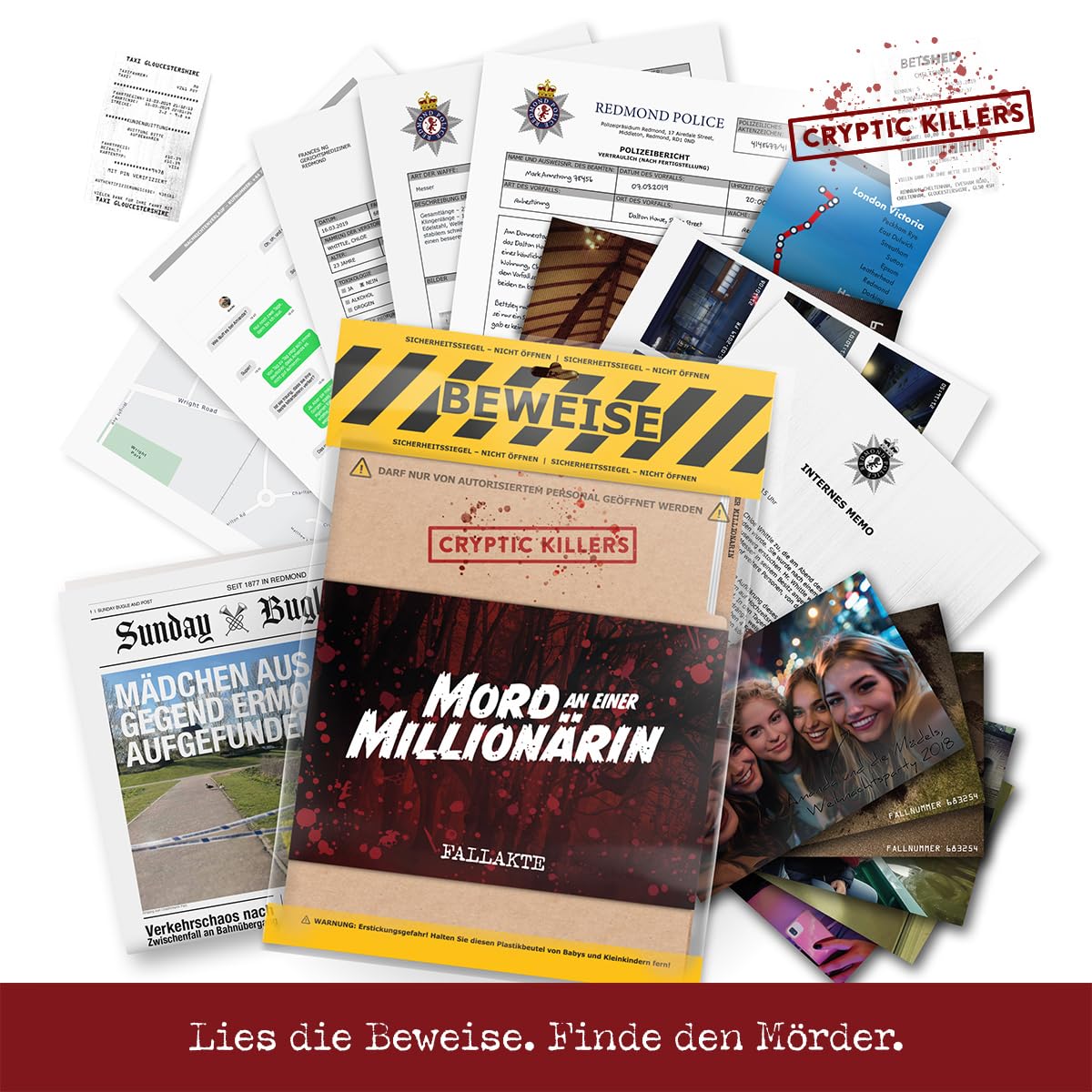 Juego de detectives - Caso frío - Resolver asesinato - Juego de crimen para adultos - Resolver casos criminales - Asesinato de un millonario Cryptic Killers