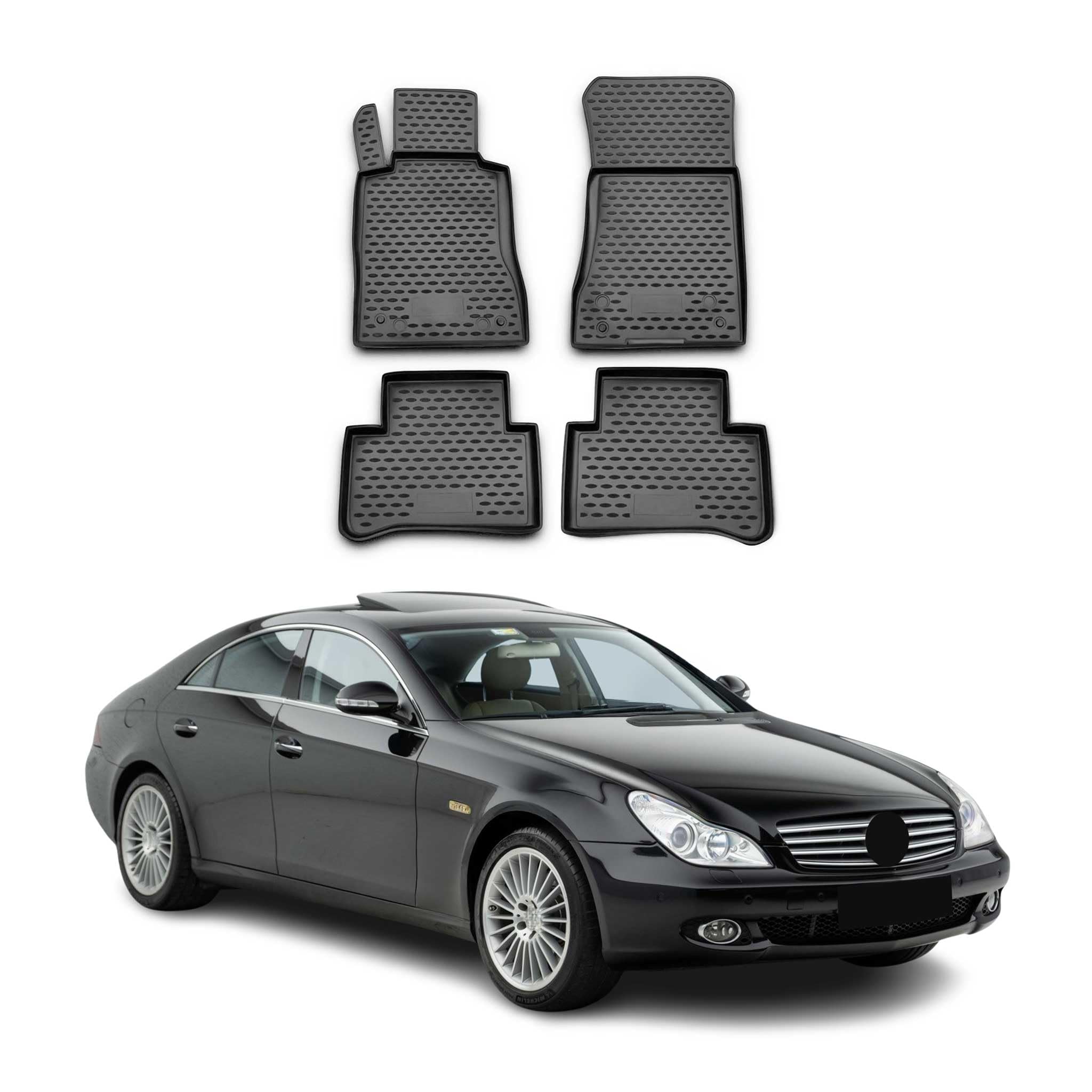 OMAC Dywaniki Gumowe Dywaniki Pasujące do Mercedes CLS W219 2004-2010 TPE Matten Czarny 4X