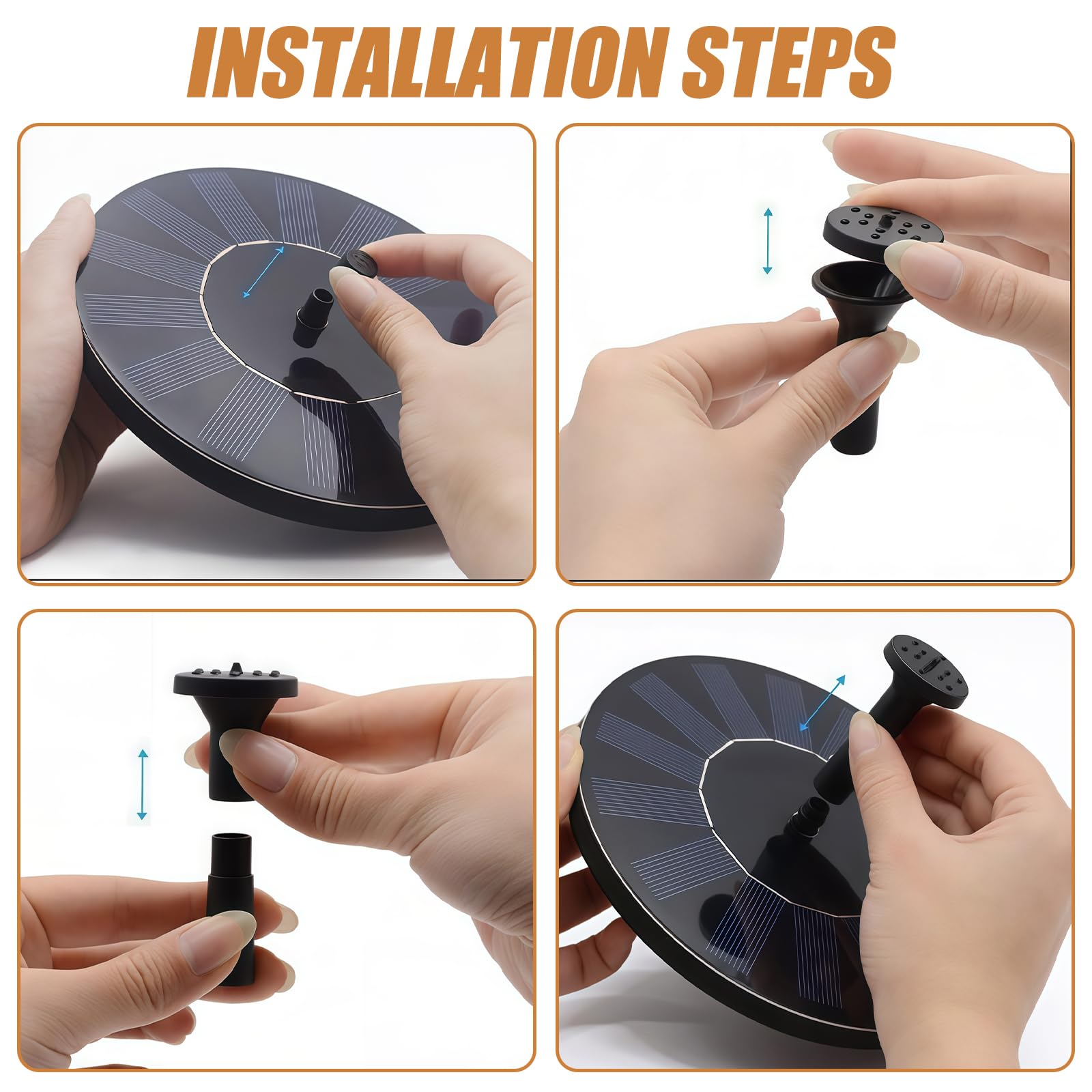 Fontana solare da 3,5 W, per esterni, a LED, rotonda, con 6 ugelli, fontana solare colorata integrata da 3000 mAh, pompa per fontana galleggiante a energia solare, per il bagno degli uccelli, gioco