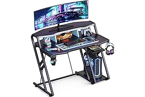 MOTPK Gaming Desk 39 Inch, Computer Desk with Storage Shelf, Monitor Shelf,...