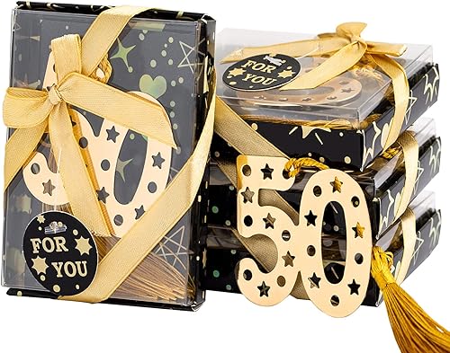 60 marcapáginas de cumpleaños número 50 para fiestas de cumpleaños número 50, recuerdos de 50 aniversario de boda, recuerdos, regalos de decoración