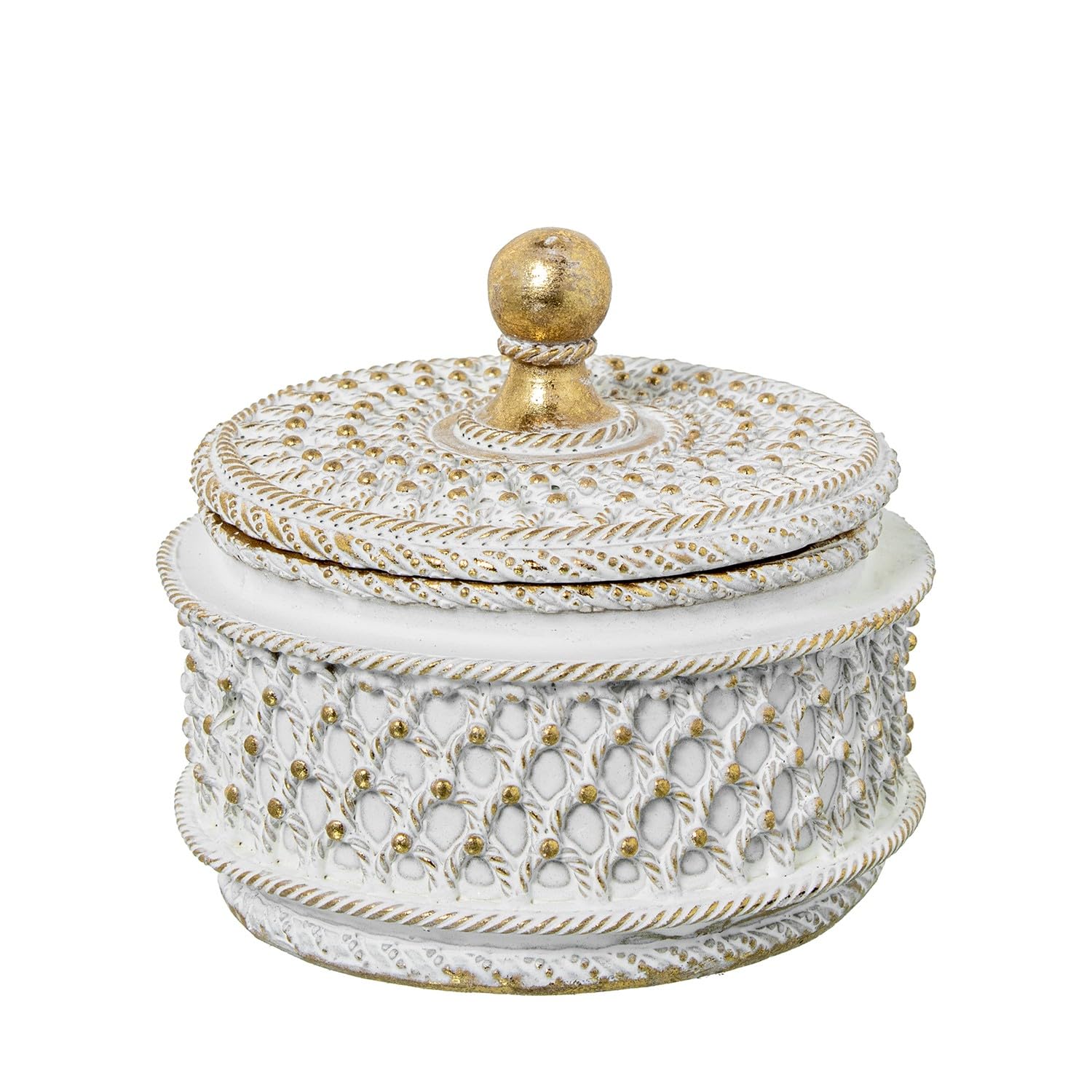 Boîte à bijoux ronde dorée en résine, l'idée cadeau parfaite pour femme