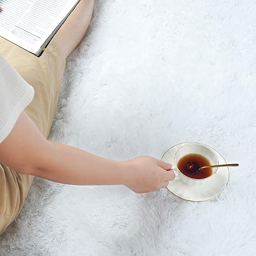 Miniatura 88 de Toneed Alfombra esponjosa para dormitorio, sala de estar, 6 x 9 pies, color beige, alfombra lanuda súper suave y moderna, alfombra de felpa mullida