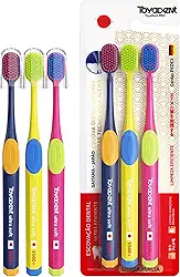 TOYADENT PRO Escova de Dente Macia Premium Alemãs da Pedex, Adulto, Cerdas Extra, 5500 Cerdas, 3 Unidades Multicolorida