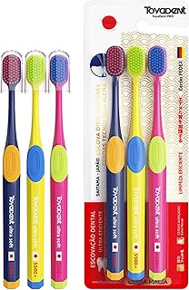 TOYADENT PRO Escova de Dente Macia Premium Alemãs da Pedex, Adulto, Cerdas Extra, 5500 Cerdas, 3 Unidades Multicolorida