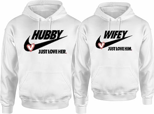 Miniatura 2 de Hubby Wifey Sweatshirt Hoodie- Pullover Couples Matching Valentine's Love Best Christmas Gift Hood