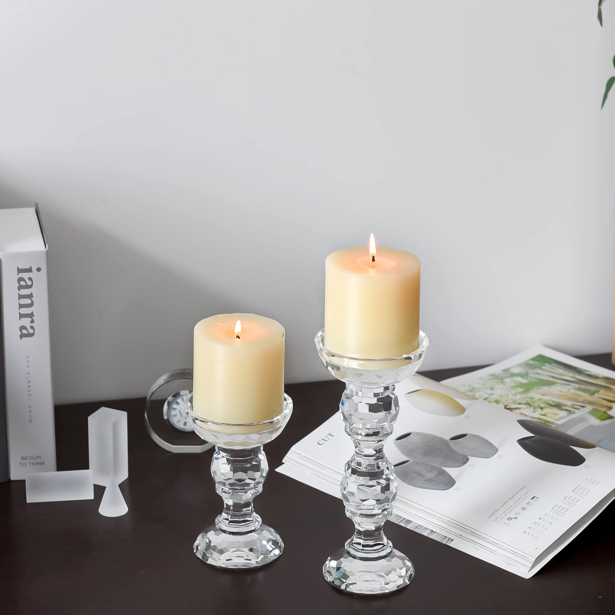 Amazon.co.jp: kitCom クリスタルピラーキャンドルスティックホルダー
