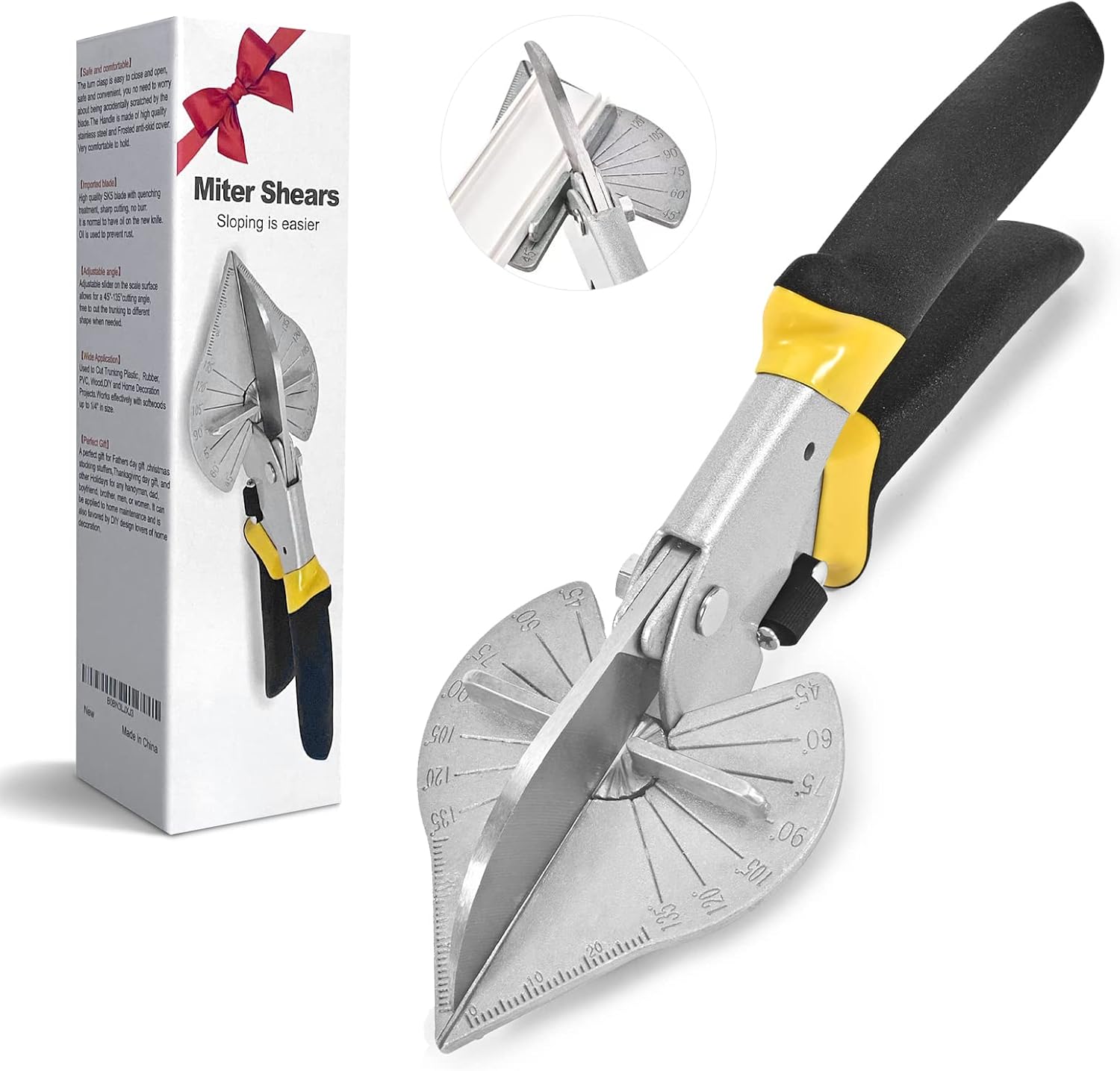 BAOLIAN Miter Shears,Sharp Multi Angle Scissors, Adjustable From 45 ° to 135 ° Quarter Round Cutting Tool, Used to Cut Trunking Plastic,Rubber, PVC, Thin wood,DlY and Home Decoration Projects