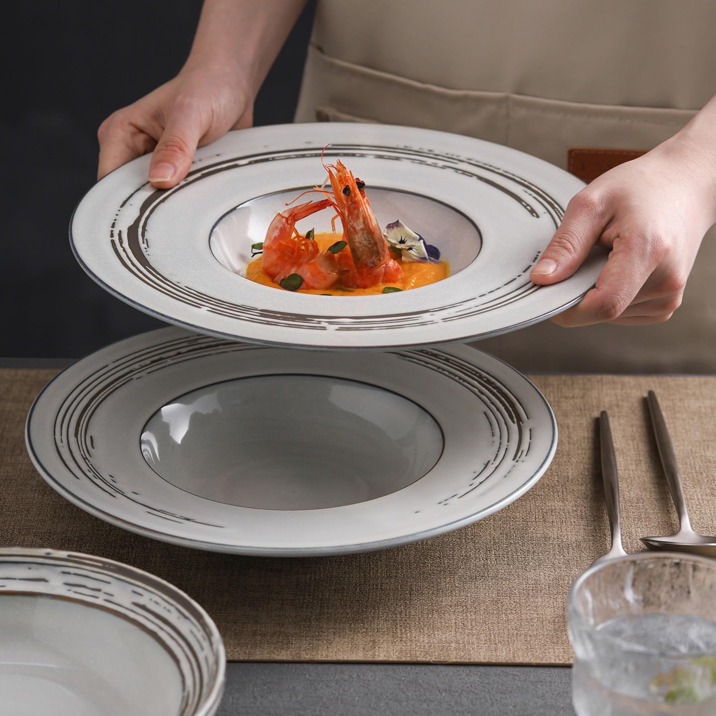 TEESONG Talerz obiadowy talerze do naczyń 25 cm talerz ceramiczny domowy przystawka słomkowy kapelusz makaron restauracja kuchnia hotel komercyjne śniadanie zastawa stołowa talerz do układania w stos