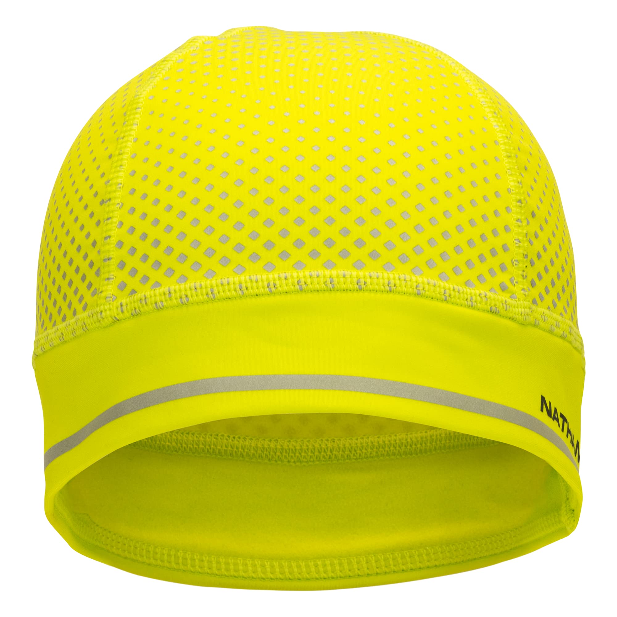 Nathan Unisex Yellow/ Geo Hypernight Reflective Pony Tail Beanie Hi Vis /Geo Print Osfm