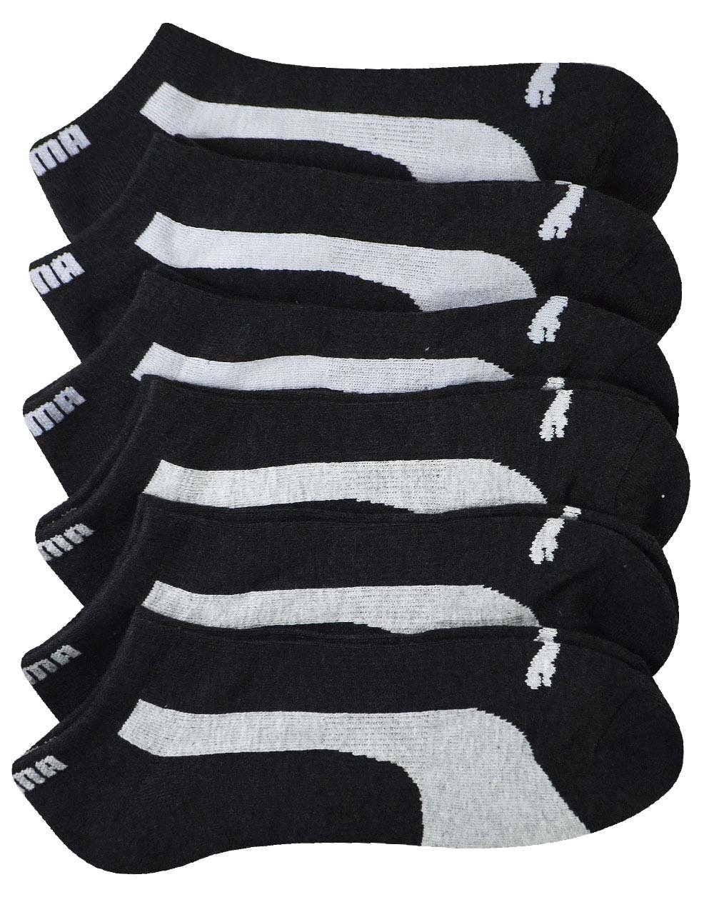 6 Pair Men's Puma Low Cut Athletic Sport Socks (Black with White Stripes)