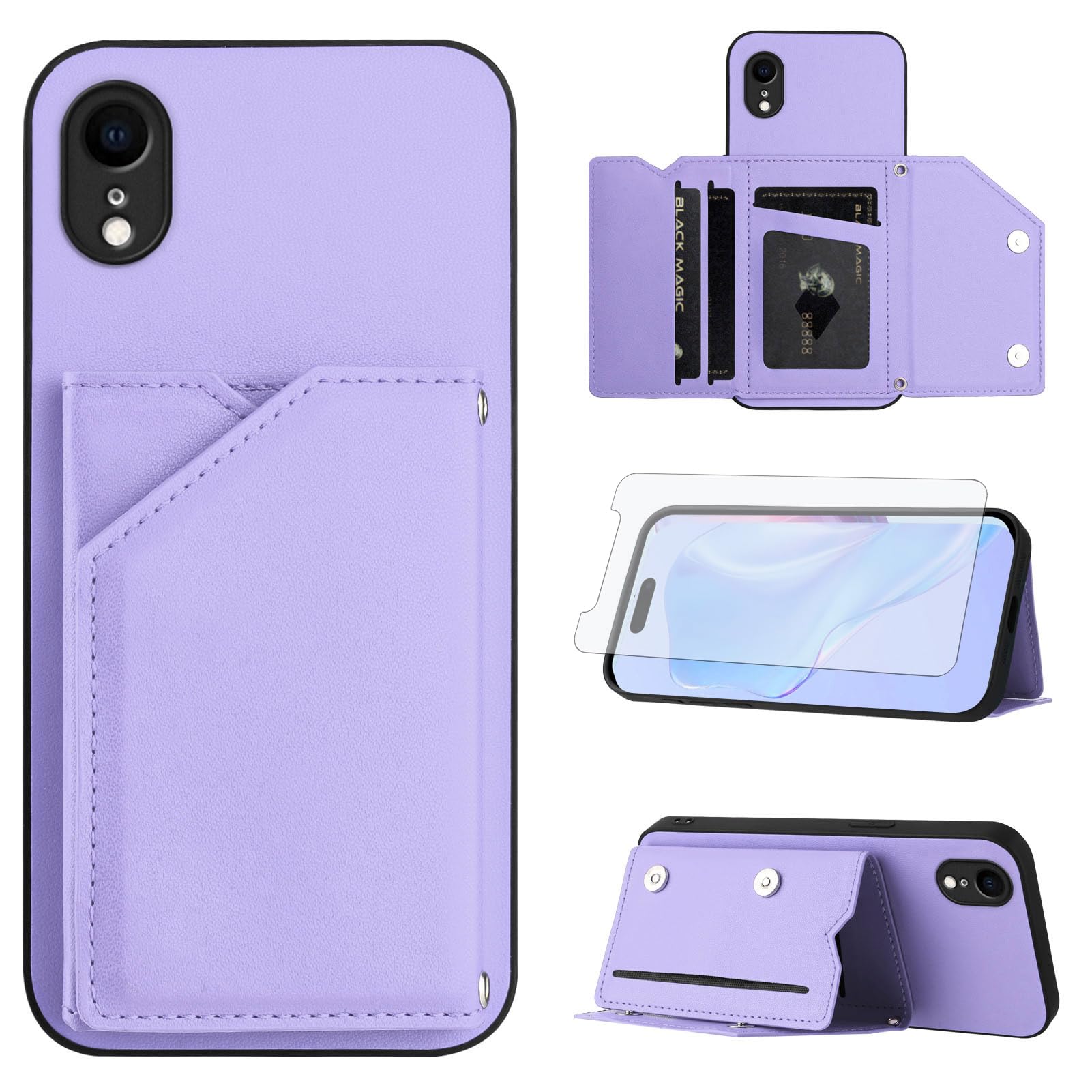Étui portefeuille iPhone XR avec support rigide et étui iPhone 10R - 8