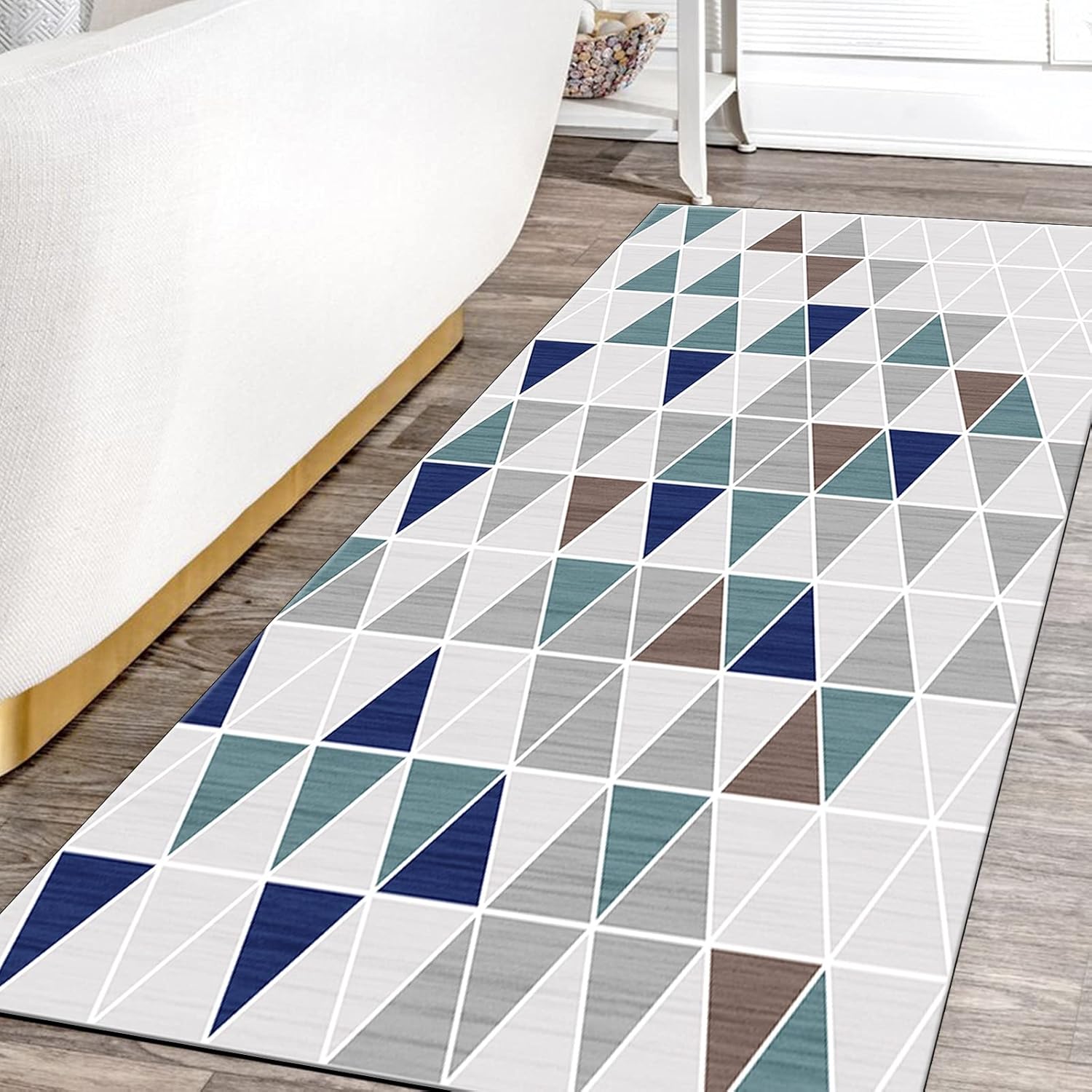 Kitchen Runner Rug Non Slip 3'7"x15' Contemporary Long Long Hallway Rug for Bedroom Living Room