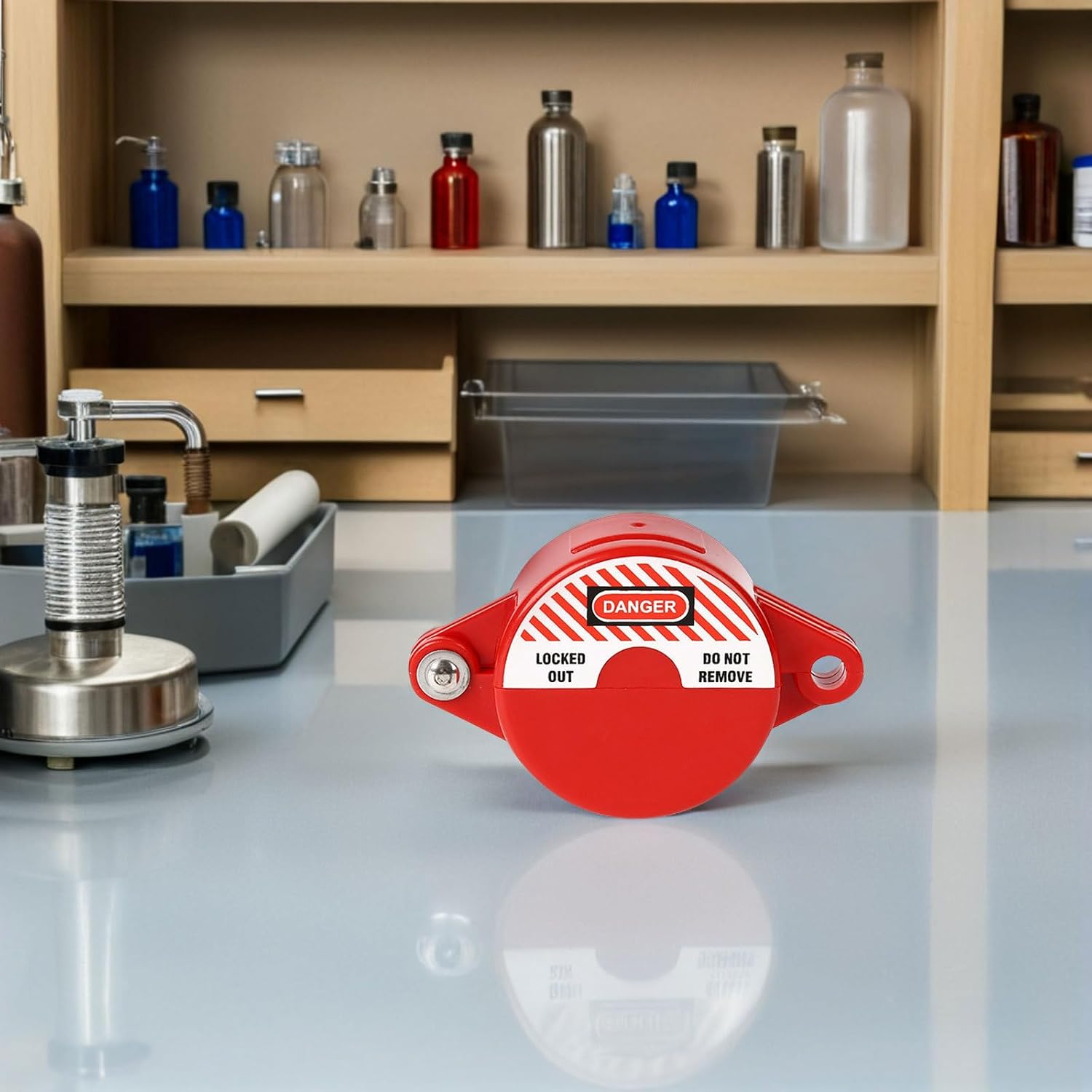 2pcs Industrial Gate Valve Lockout Device with Red Abs round Disc for Water Valves and Tanks, Preventing Accidents in Emergency and Chemical Applications