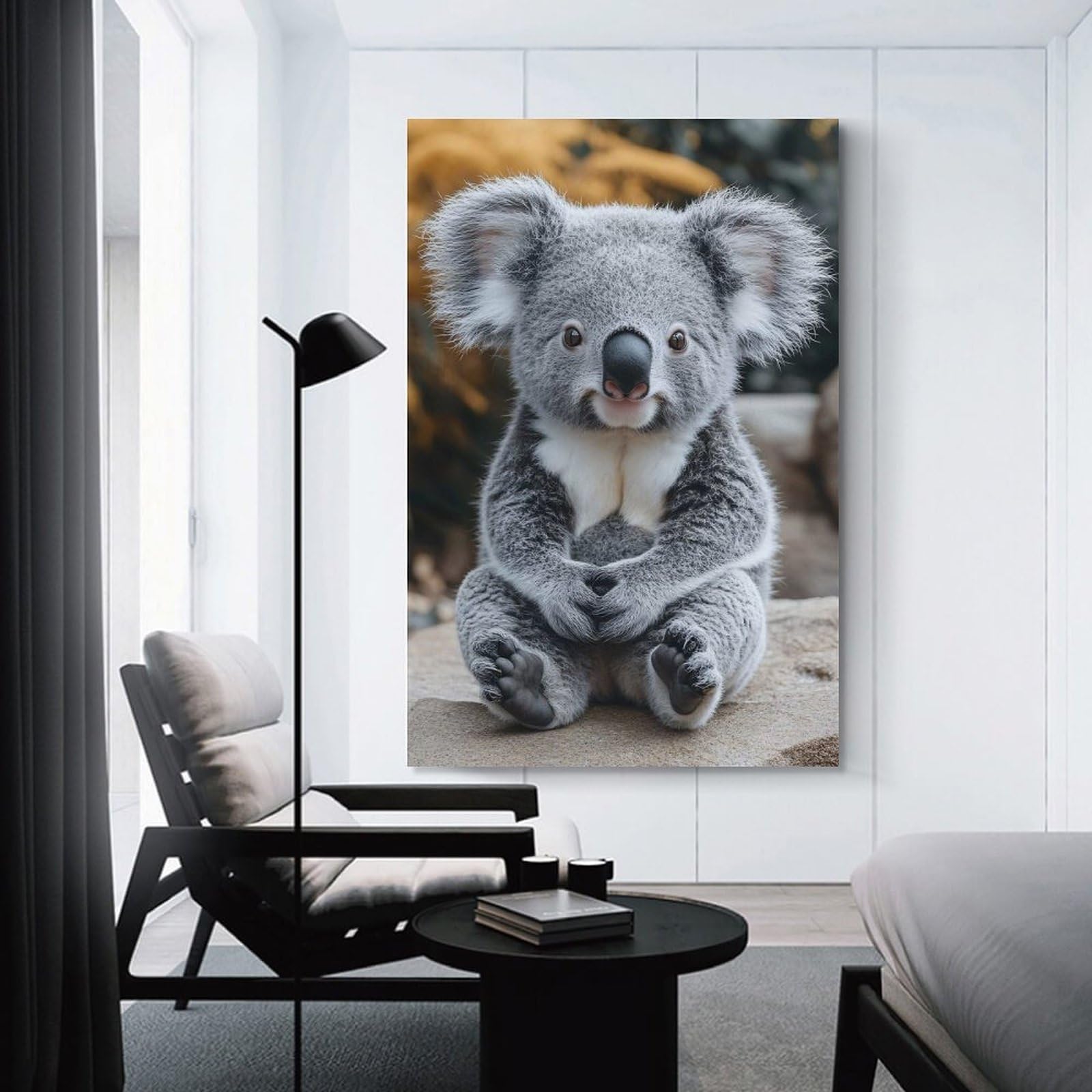 Junmoney Wall Decor Canvas Print Cute Koala Portrait, 12x18inch(30x45cm), for Study, Office Or Apartment Decor, Canvas Artwork with Gifting Potential