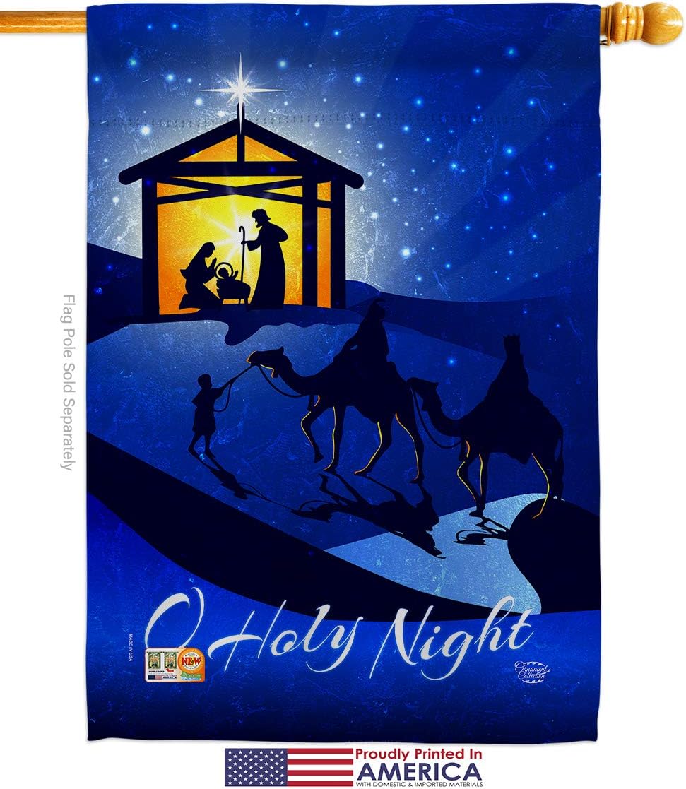 Star of Bethlehem House Flag Wintertime Nativity Three King Religious Holy Family Season Christian Small Decorative Gift Yard Banner Made In USA 28 X 40