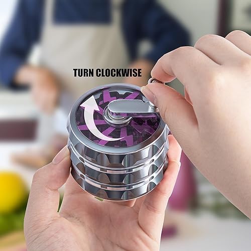 Miniatura 8 de Molinillo grande de aluminio con manivela de 2,5 pulgadas con tapa transparente, color negro