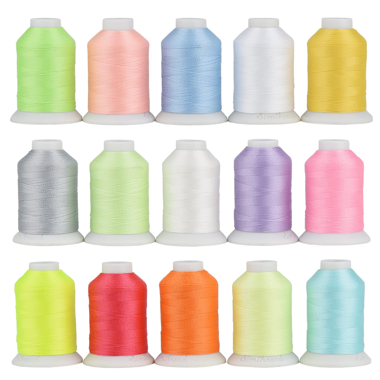 Simthread Leuchten im Dunkeln Stickgarn, 15 Farben/pack - für Babylock Janome Singer W6 N Stickereimaschine 550 yards