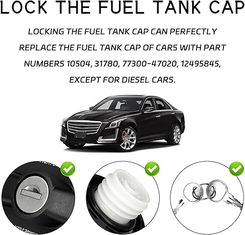 Miniatura 3 de Cerradura de tapa de gas con bloqueo, tapa de combustible con llave para 4Runner, Chevy Silverado 1500 2500 3500, Nissan GMC Subaru Buick Gas Lock