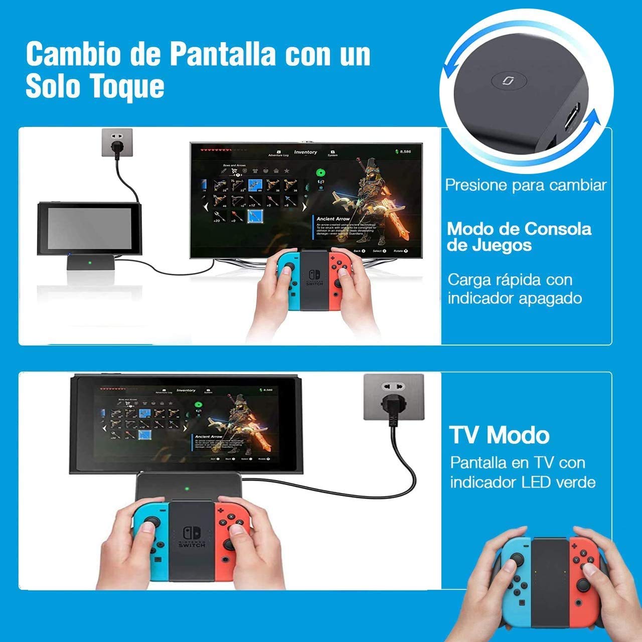 Switch Dock, Base de Carga para Nintendo Switch & Switch Lite Portátil TV Dock con Soporte de Carga USB-C PD, USB 3.0 y Puerto HDMI, Soporta Samsung Dex Mode/Huawei PC Mode
