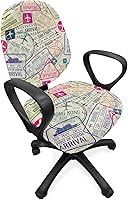 Vista 47 de Ambesonne - Funda para silla de oficina en acuarela, pinceladas abstractas con diseño de lunares, patrón geométrico grunge, fondo moteado, tela