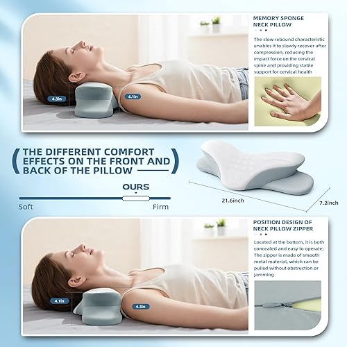 Miniatura 4 de Almohadas cervicales para el cuello, almohada ortopédica para aliviar el dolor de cuello, dispositivos de descompresión para dormir y relajar los