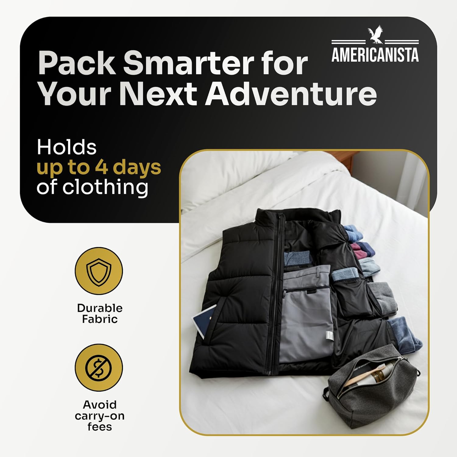 Smart Travel Vest for Men & Women with 12 Hidden Pockets | Avoid Carry-on Fees | Holds 4 Days of Clothes - Image 4