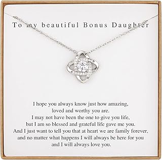 Bonus Daughter Gifts Bonus Daughter Necklace from Bonus Mom & Stepdad Sterling Silver Knot Necklace for Stepdaughter Gifts from Stepmom