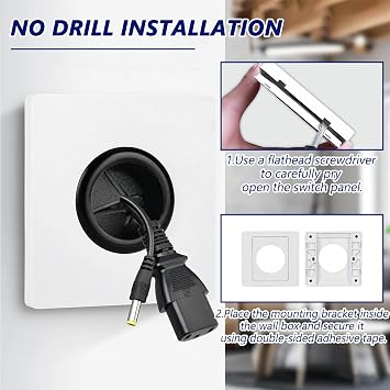 2Pcs Cable Entry Cover, in Wall Cable Management for TV Setup/Home Office