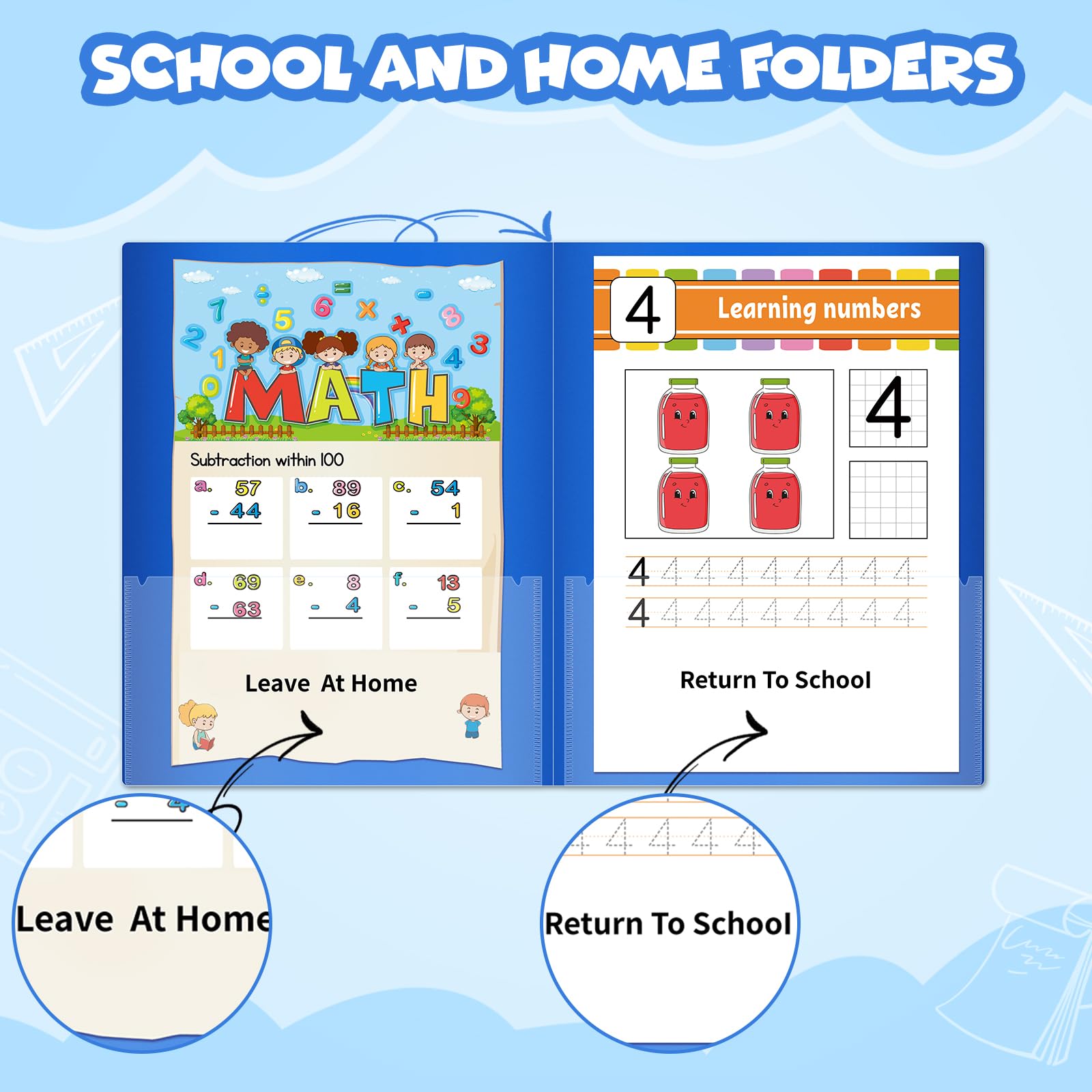 36 carpetas de comunicación para padres y profesores con bolsillo frontal transparente, 2 bolsillos, carpetas para llevar a casa y hacer tareas para estudiantes y aulas (36, morado)