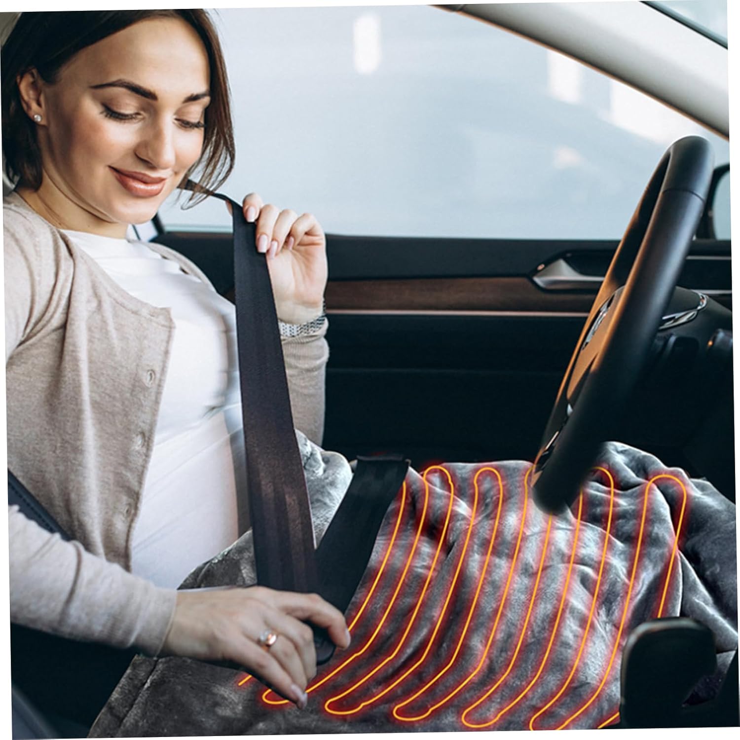 Car Heated Blanket, Car Heated Blanket Warm Soft Double Side 12v Electric with 3 Timer and 9 Heat Settings for Winter SUV RV Camping 63x31.5 inch Grey