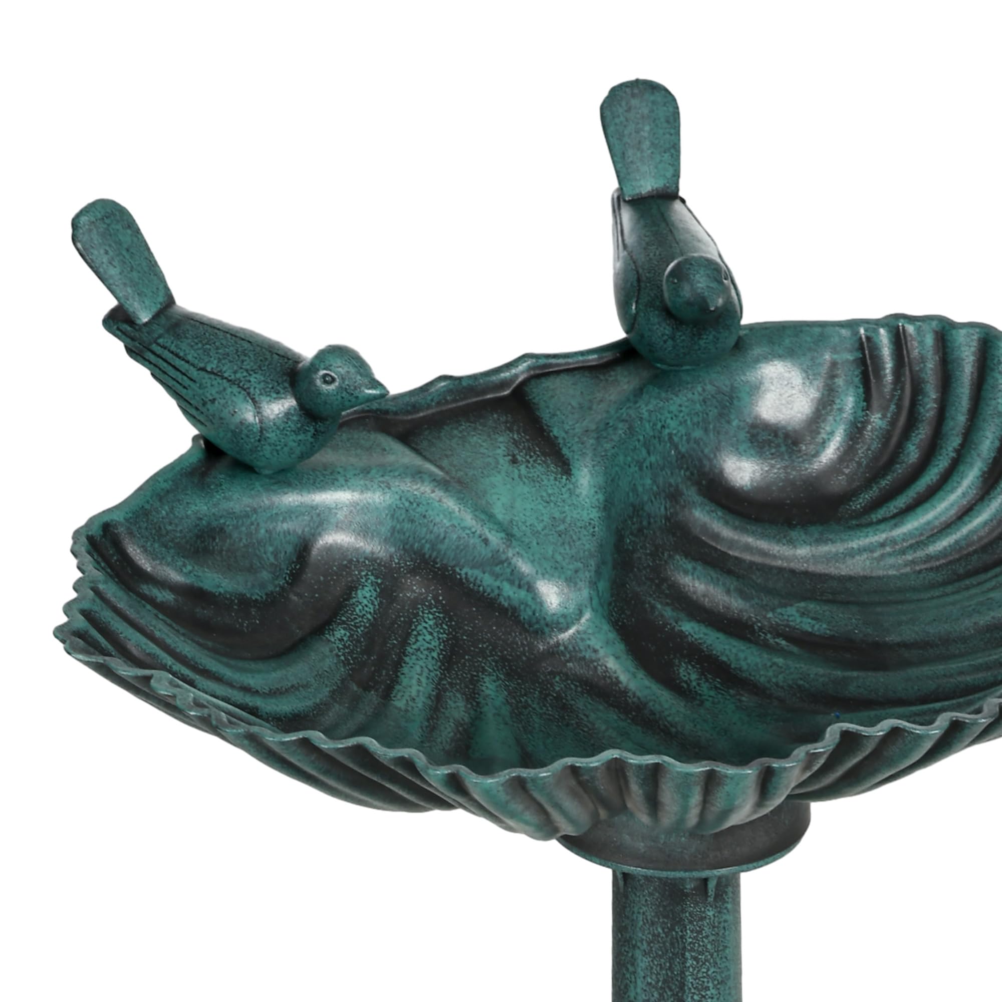 Outsunny Bain d'oiseaux Antique 81 cm avec Base de jardinière, Mangeoire, Bassin sur Pied, Style Vintage, Bronze Vert