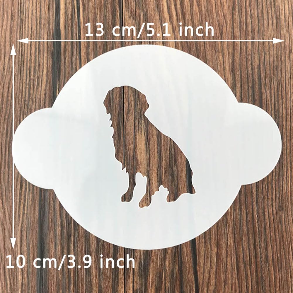 QILANJO 12 Pcs Dog Stencils for Coffee, 5.1x3.9 Inch Dog Pet Animal Cookie Stencils Reusable Painting Stencils for Baking, Drawing, Royal Icing, Dessert