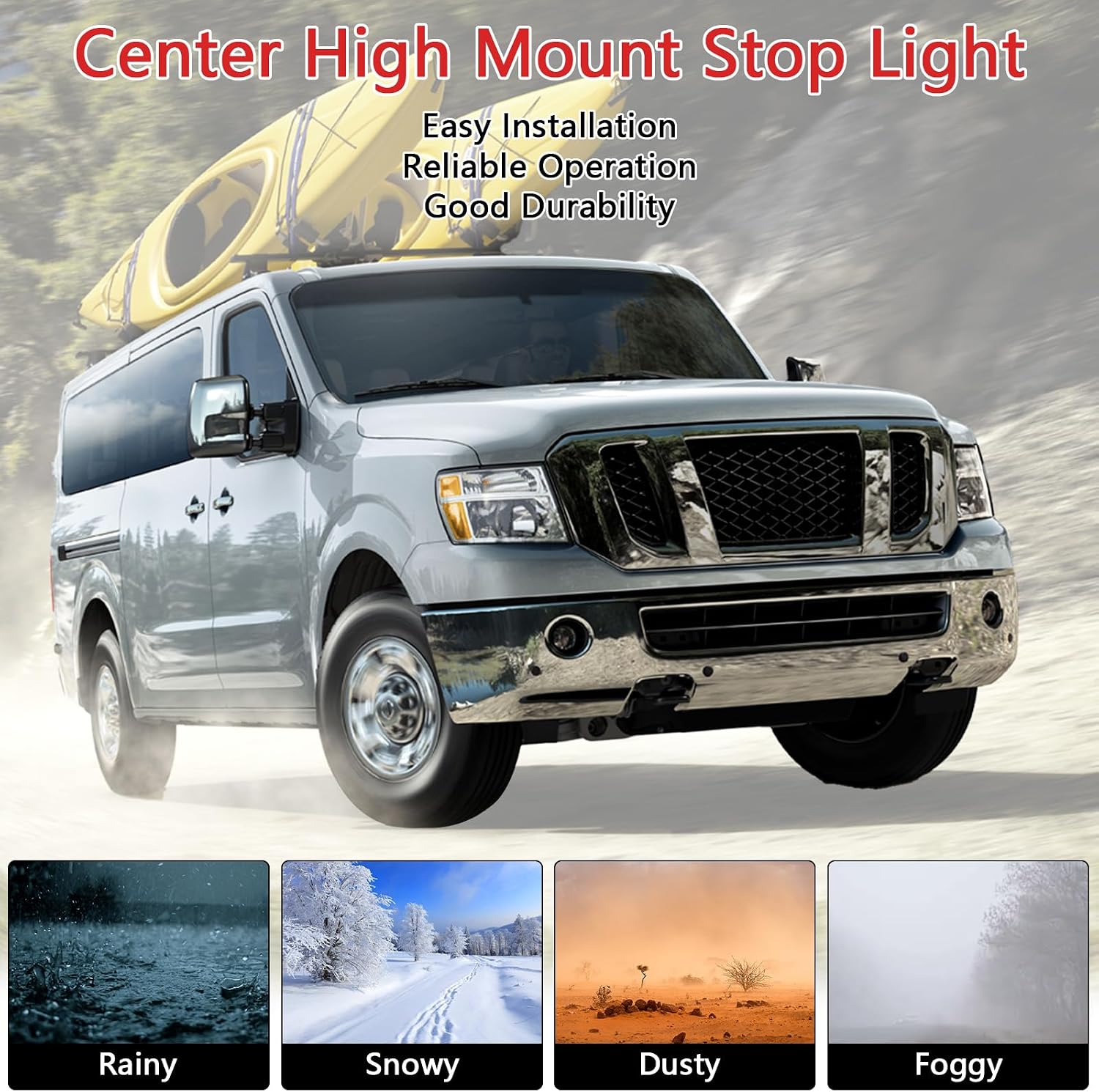 Center High Mount Stop Light Compatible with Nissan NV1500 NV2500 NV3500 2012-2021 Replaces 923-153, 26590-1PA0A