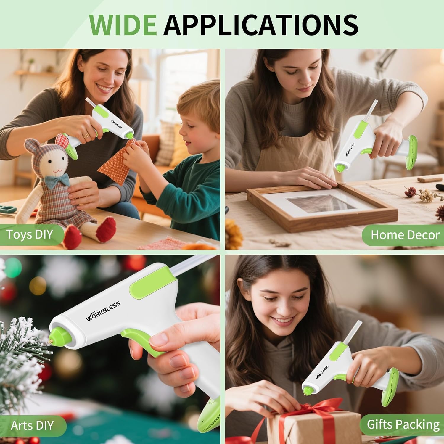 Cordless Hot Glue Gun: Glue Gun and 20PCS 0.28'' Mini Sticks Set - Glue Gun Cordless & Rechargeable 2900mAh Battery for Crafts, Home & Christmas Decorations, Automatic Glue Feeding